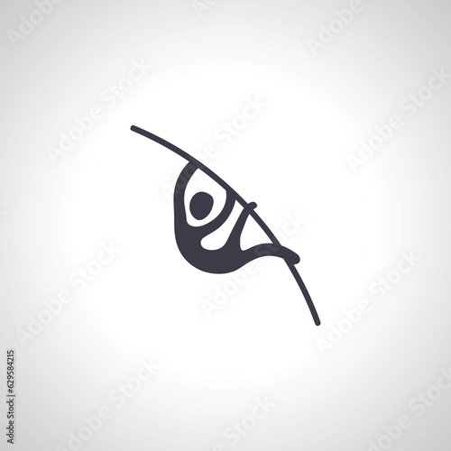 Pole vault icon pictogram. Stick figure man pole jumping athlete icon.