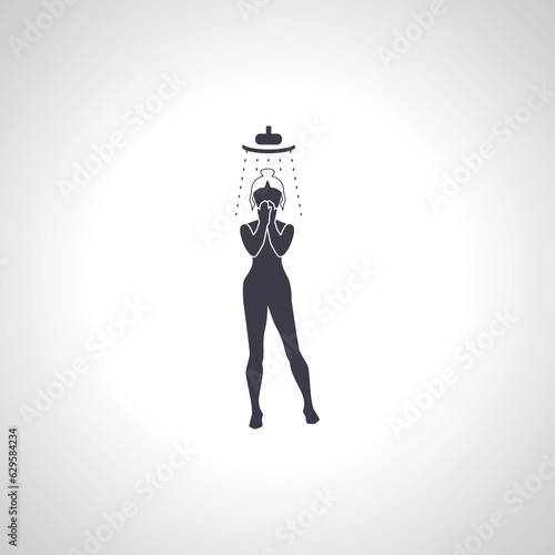 woman taking shower silhouette icon.