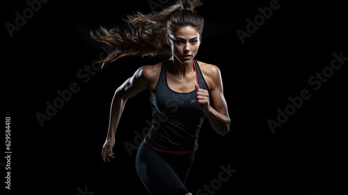 fitness athletic woman running wearing sportswear © Savinus