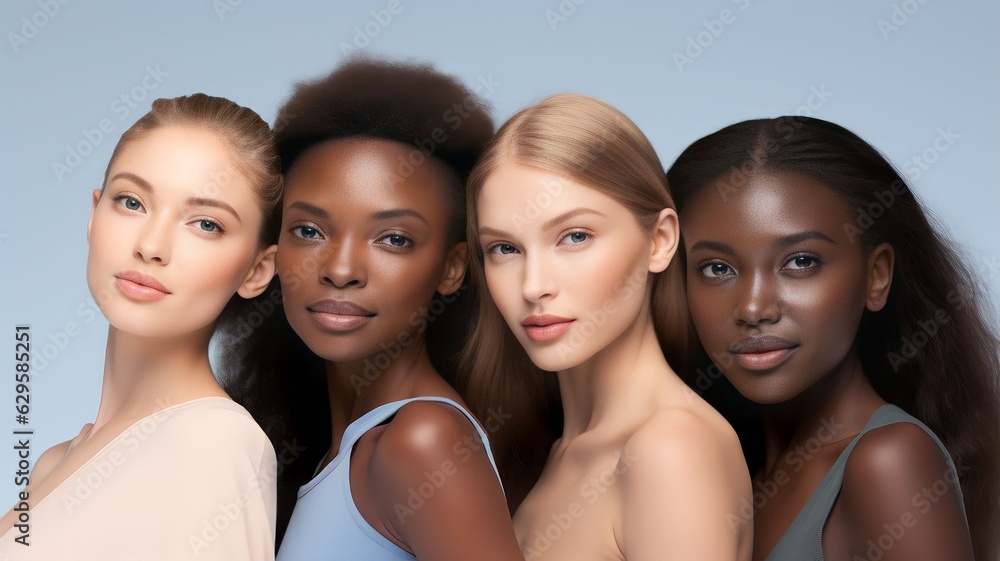 Obraz premium A diverse group of beautiful women with natural beauty and glowing smooth skin