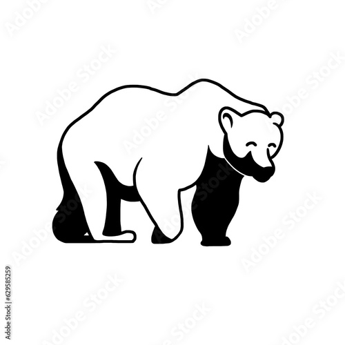 black and white illustration of a bear