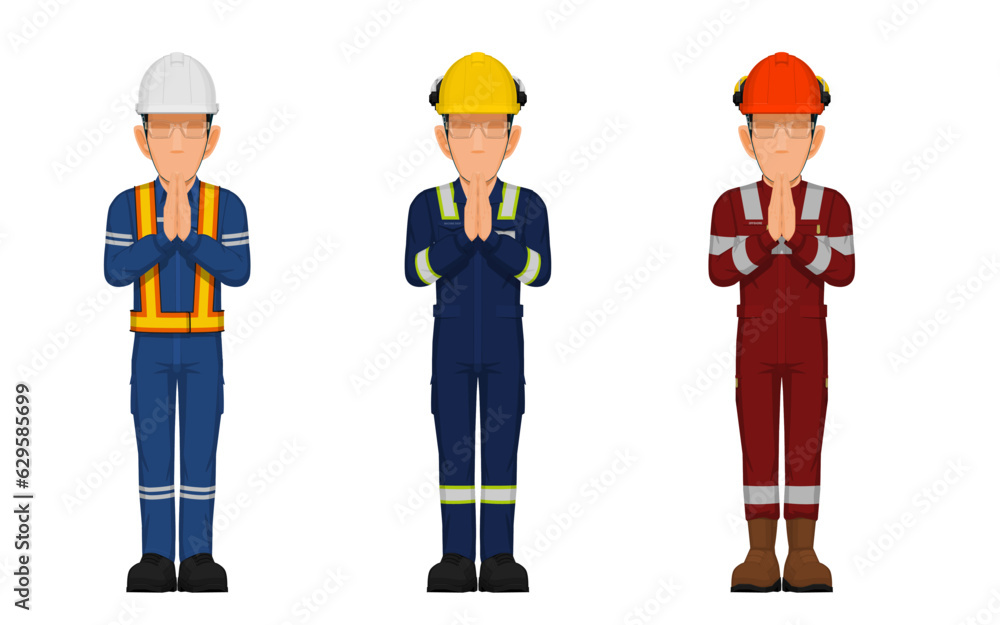 worker is presenting praying hands worker is presenting praying hands