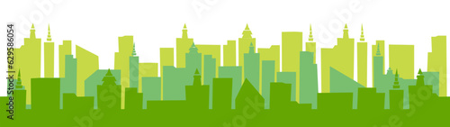 ビル街の街並みのシルエット。ベクターイラスト素材