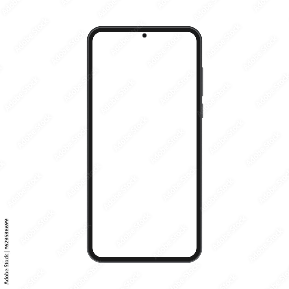Smartphone vector mockup. Mobile phone template with blank screen. Black cell phone device isolated on white background. Smartphone vector mockup. Mobile phone template with blank screen. Black cell phone device isolated on white background.
