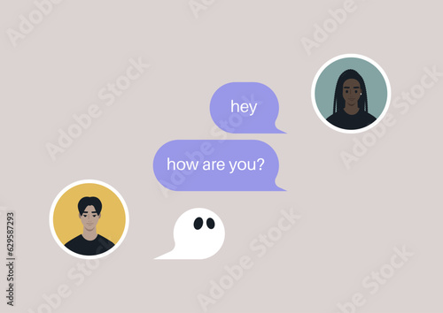 A ghosting concept, toxic relationships, a person ignoring online messages