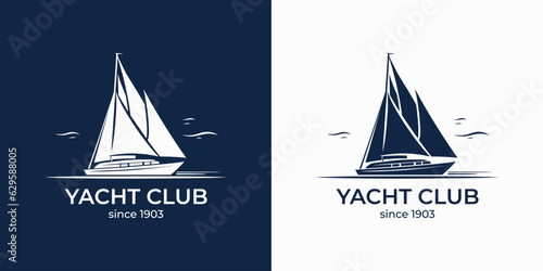 Vector sailing boat yacht logo vector illustration isolated on white. Yacht club logotype © Bodega