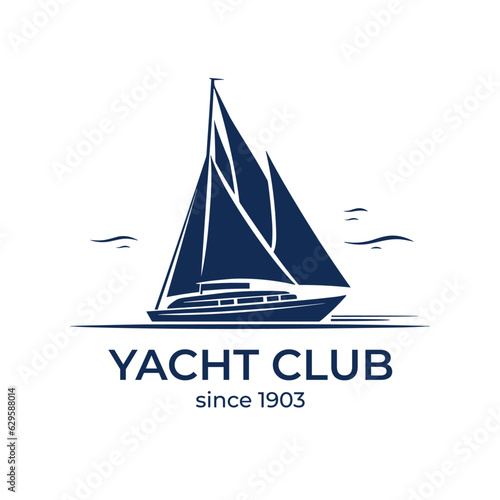 Vector sailing boat yacht logo vector illustration isolated on white. Yacht club logotype