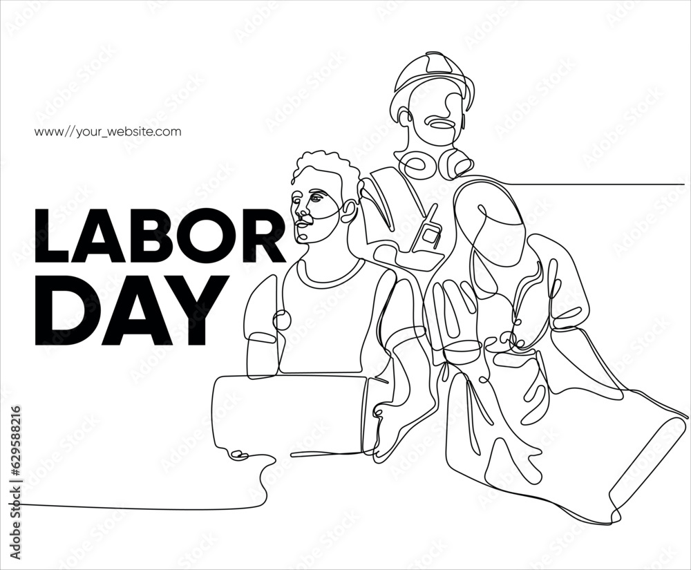 Happy Labour Day simple vector web banner. Set of tools. Lettering Labour Day. Black and white background, banner, poster. Vector illustration Happy Labour Day simple vector web banner. Set of tools. Lettering Labour Day. Black and white background, banner, poster. Vector illustration