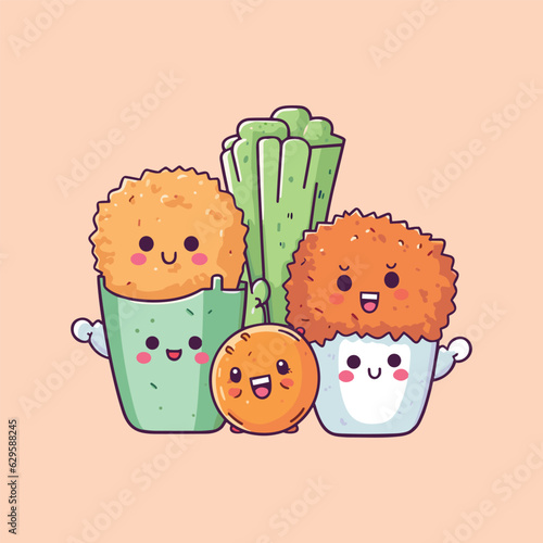 veggie nuggets clip art illustration for menu, poster, web