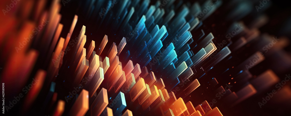 Obraz premium Abstract digital background. Can be used for technological processes, neural networks and AI, digital storages, sound and graphic forms, science, education, etc.