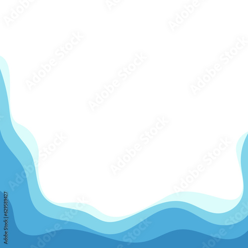 Sea wavy abstract frame background, Water waves, travel relax concept. Vector illustration.