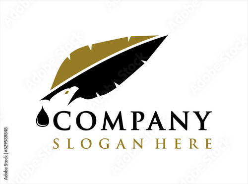 Falcon Quill Pen logo design concept