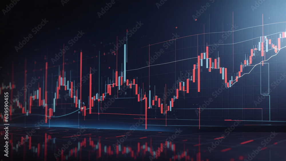Abstract glowing forex chart interface, Investment and trade concept, bar graph, stock market