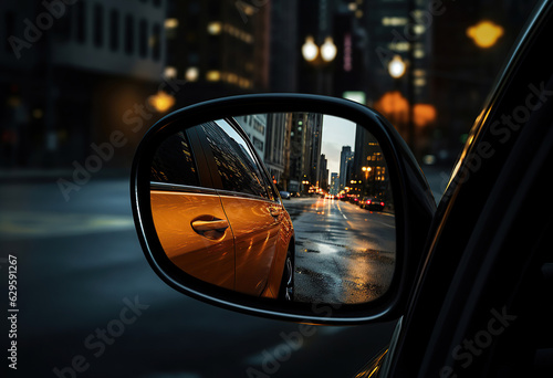 Experience the brilliance of a luxury car's illuminated blind spot warning in the mirror up close.