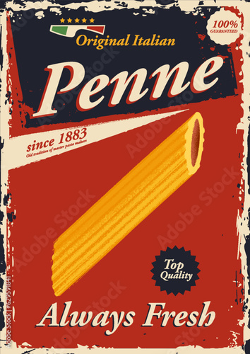 vintage advertising poster for penne pasta