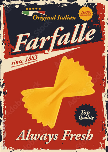 vintage advertising poster for farfalle pasta