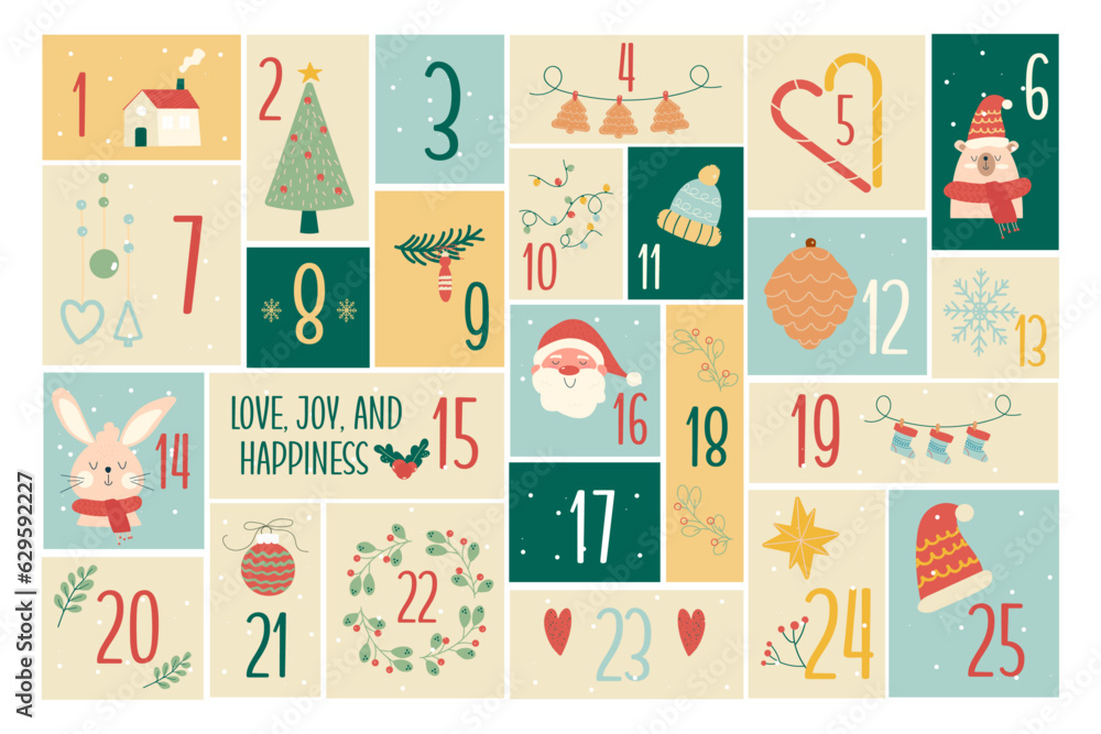 Hand drawn christmas advent calendar Hand drawn christmas advent calendar