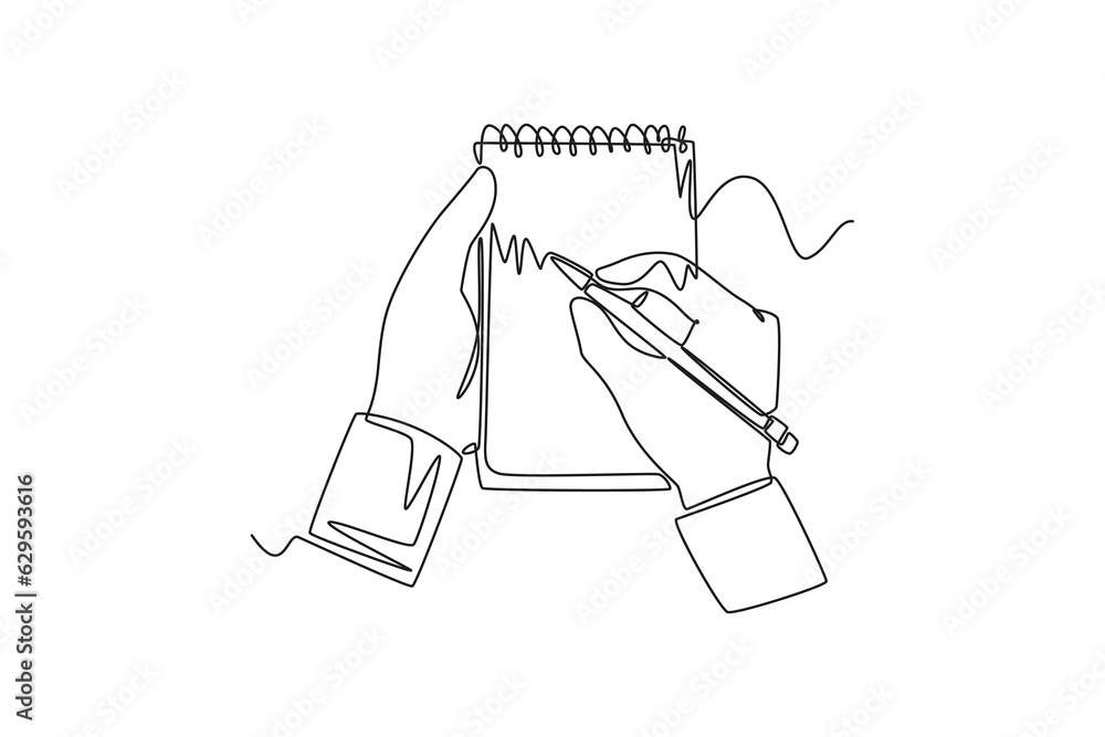 Continuous one line drawing of hands holding pens and pencils, writing letter on paper, taking notes in notebook, filling diary and signing business documents concept. Doodle vector illustration. Continuous one line drawing of hands holding pens and pencils, writing letter on paper, taking notes in notebook, filling diary and signing business documents concept. Doodle vector illustration.