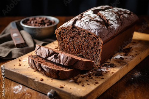 chocolate bread on background