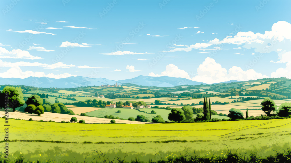 Obraz premium Bunte Landschaft Illustration. Generiert mit KI