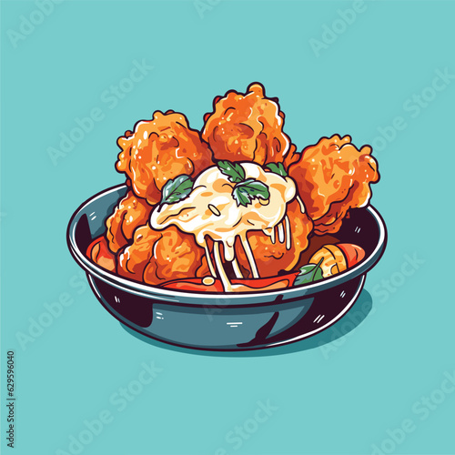 fried shrimp clip art illustration for menu, poster, web