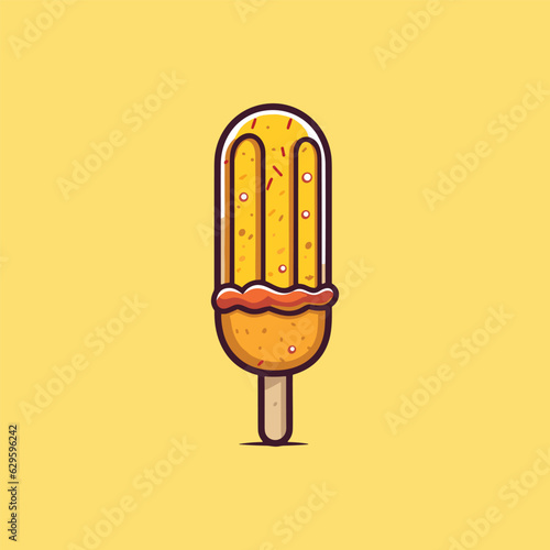corn dog vector illustration. clean line and cool color clip art for menu, poster