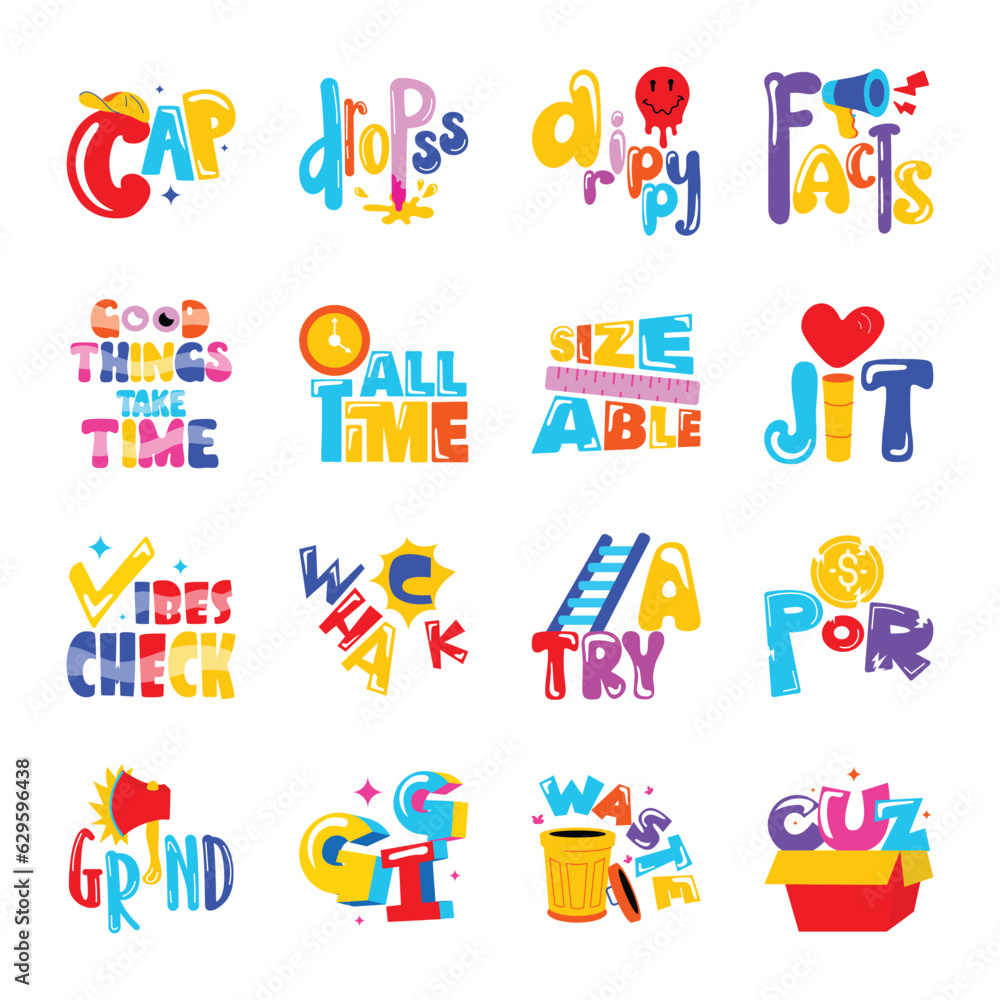 Trendy Pack of Lettering Style Flat Stickers
Trendy Pack of Lettering Style Flat Stickers