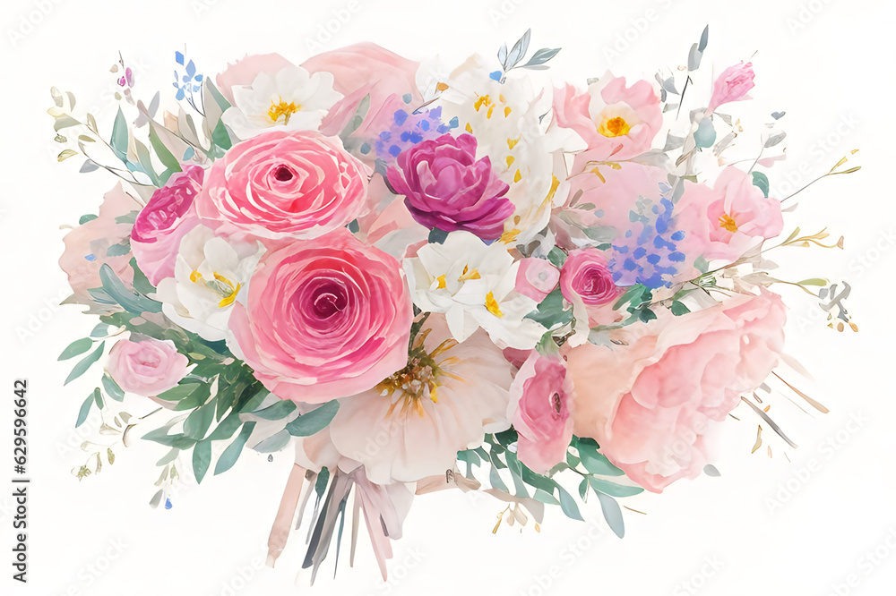 bouquet of flowers, vintage watercolor