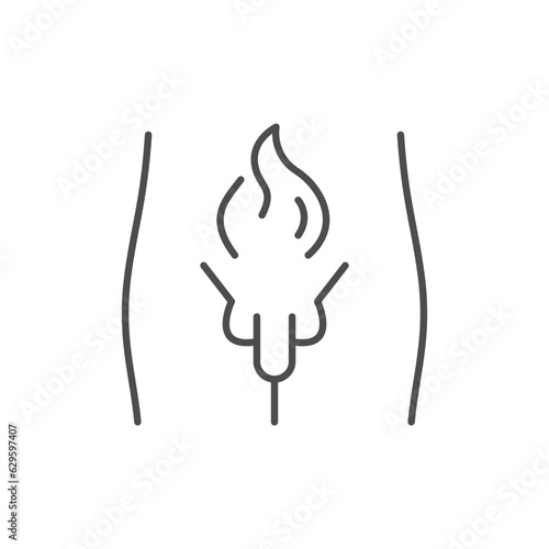 Crotch burning line outline icon