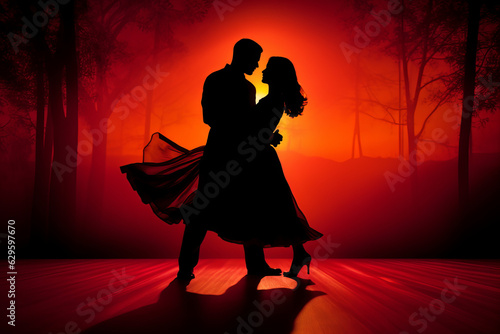 Silhouette of a dancing couple