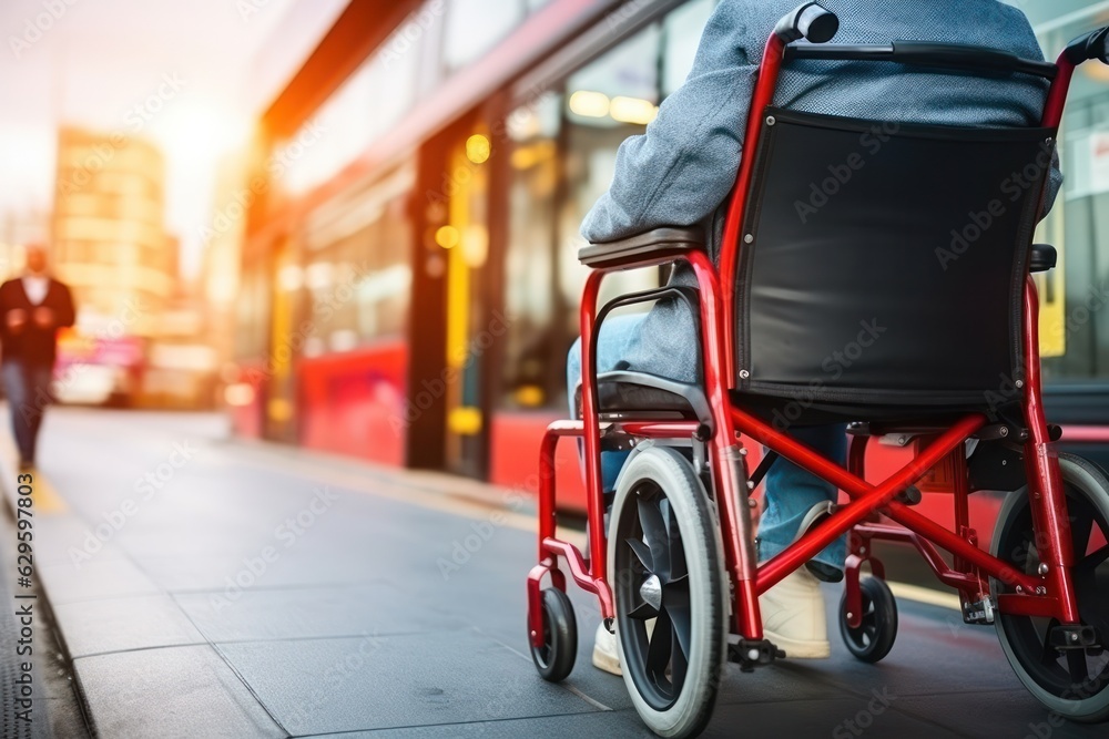 Obraz premium Inclusivity in the City: Wheelchair Accessible Public Transport Empowering Disabled Individuals.