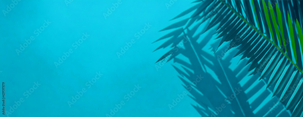 palm leaves background blue color
