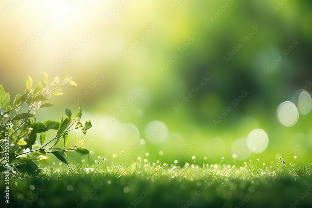 Obraz premium Sunshine Grassland Background. AI technology generated image