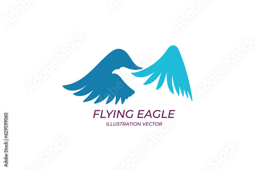 Simple Minimalist Flying Eagle Hawk Falcon for Sport Trade Tech or Business Icon Illustration Vector