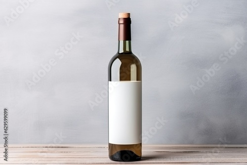 Wine bottle mock-Up. Blank label. Full drink bottle template with empty sticker.
