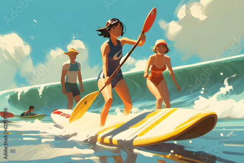 surfer on the beach. Generative AI