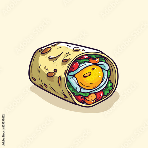 breakfast burrito vector illustration. clean line and cool color clip art for menu, poster, web