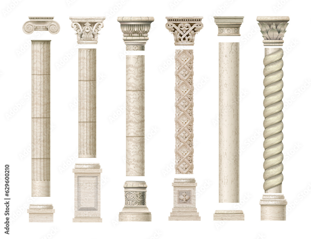Naklejka premium Set of old classical columns
