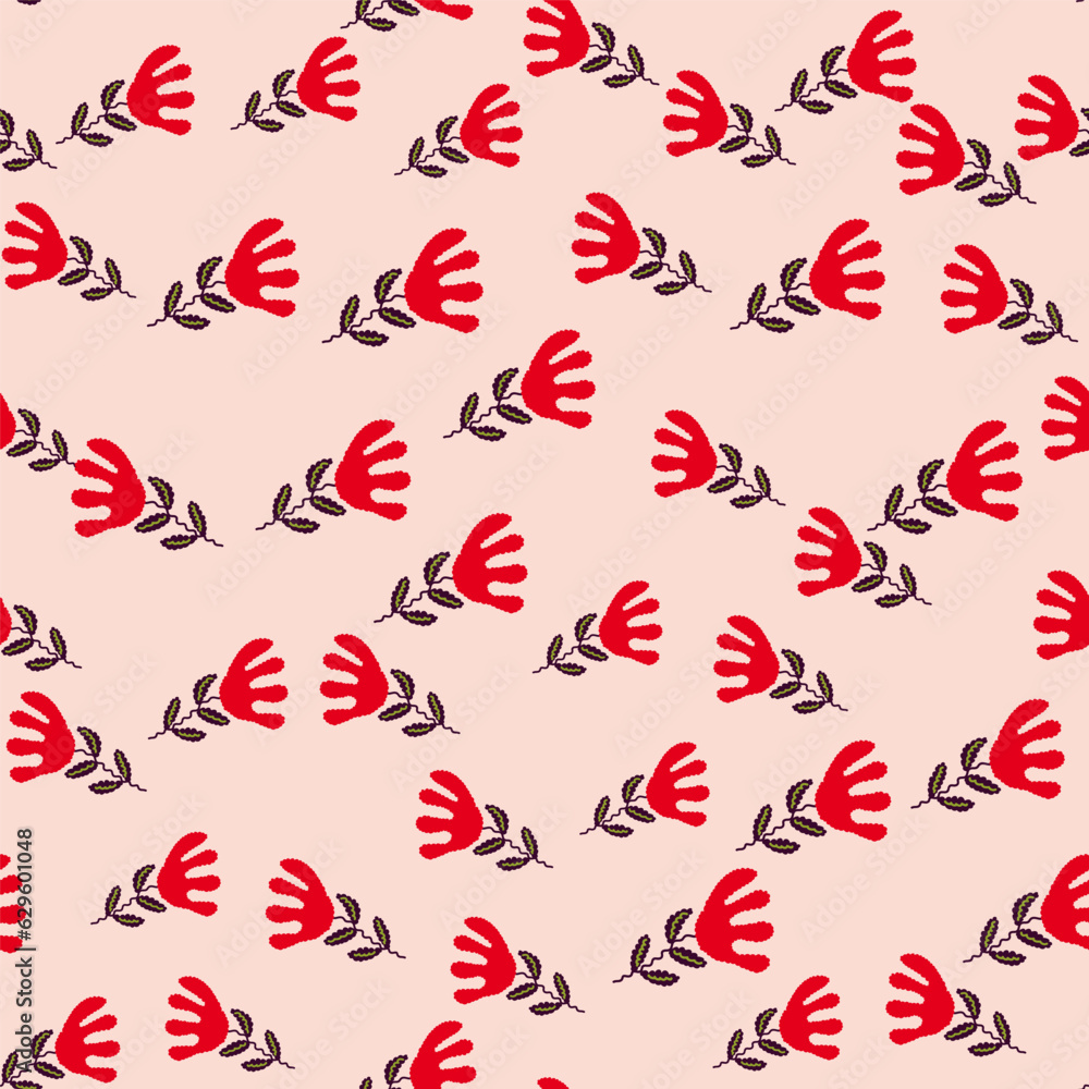 Unusual flower seamless pattern in simple style. Cute stylized flowers background. Unusual flower seamless pattern in simple style. Cute stylized flowers background.