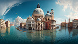 水上都市ヴェネチアのパノラマ風景のイラスト