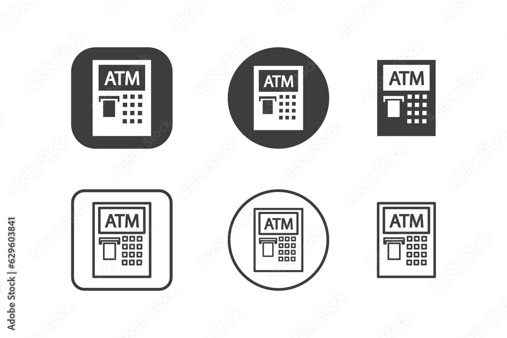 atm icon design 6 variations. Isolated on white background. atm icon design 6 variations. Isolated on white background.
