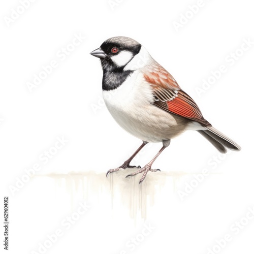Black-chinned sparrow bird isolated on white. Generative AI
