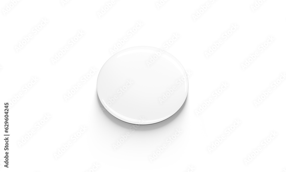 Blank white glass round fridge magnet mockup, side view Blank white glass round fridge magnet mockup, side view