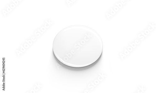 Blank white glass round fridge magnet mockup, side view