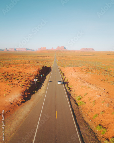 Aerial view of the famous Highway from Forrest Gump Monument Valley, Utah, United States. photo