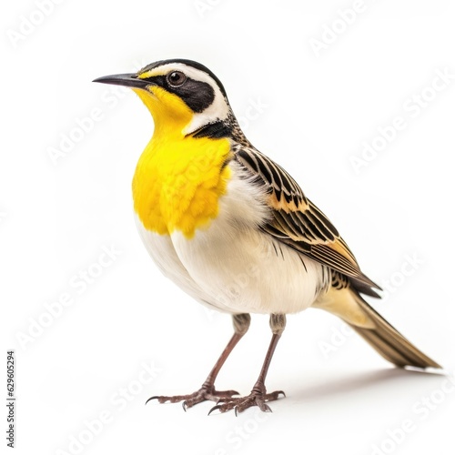 Eastern meadowlark bird isolated on white. Generative AI