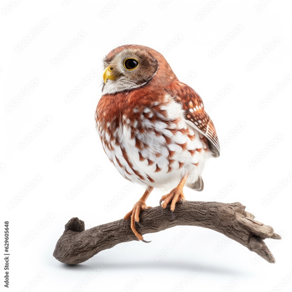 Ferruginous pygmy-owl bird isolated on white. Generative AI Ferruginous pygmy-owl bird isolated on white. Generative AI