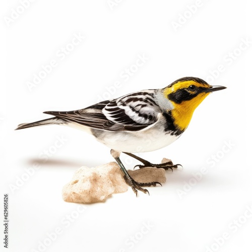 Golden-cheeked warbler bird isolated on white. Generative AI