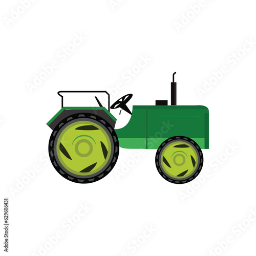 vector rice field tractor, field vehicle, plowing field, on white background. vector illustration