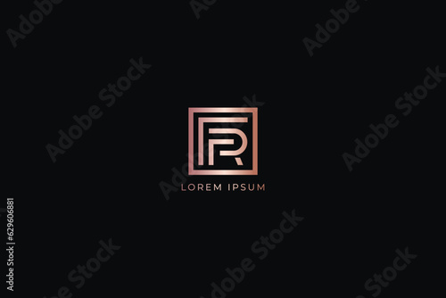 fr letter line style fashion brand design modern style creative golden wordmark design typography illustration, fr line logo, fr lettering